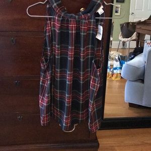 NWT J Crew plaid sleeveless top with tie in the back, size 8.
